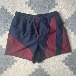 Navy/Maroon ASOS Swim Trunks (XS)